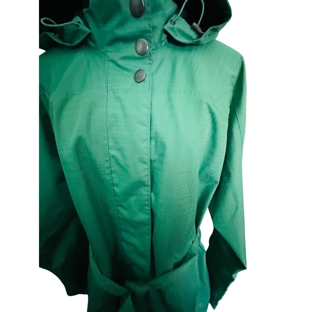 Merrell Shell Women's Green Hooded Rain Jacket‎ Belted Full Zip Large